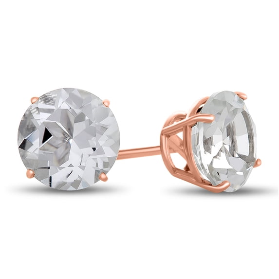 FJC Finejewelers 14k Rose Gold 7mm Round White Topaz Post-With-Friction-Back Stud Earrings