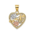 thumbnail image 1 of FJC Finejewelers 14k Two-tone Gold #1 Wife In Heart with Pink Flower Charm, 1 of 6