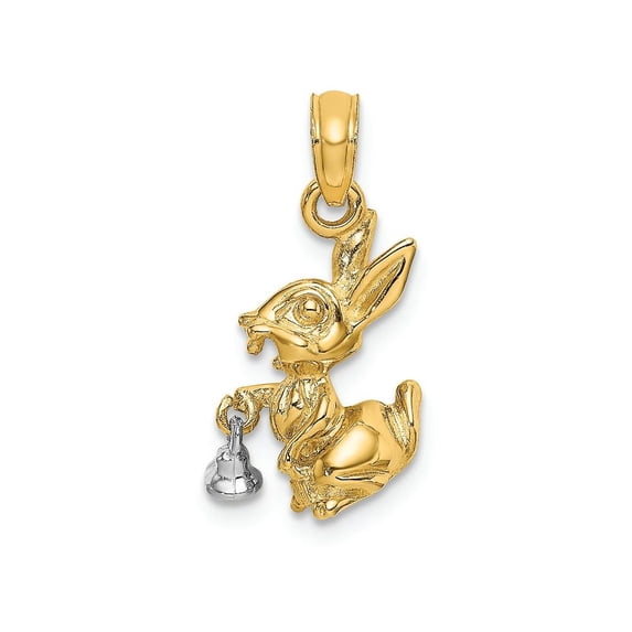 FJC Finejewelers 14k Two-tone Gold 3d Bunny Rabbit Bell Moveable Charm