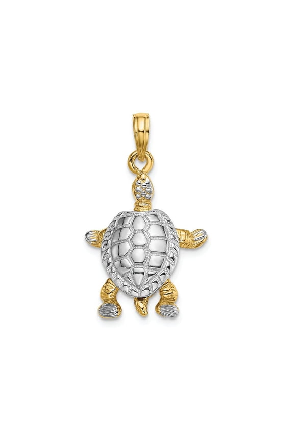 FJC Finejewelers 14k Two-tone Gold 3d Land Turtle with Moveable Head Legs Two-color Charm