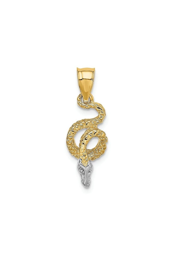 FJC Finejewelers 14k Two-tone Gold Coiled Snake Head Charm