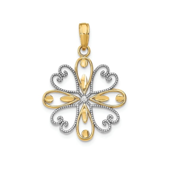 FJC Finejewelers 14k Two-tone Gold Fashion Flower Beaded Heart Petalstwo-color Charm