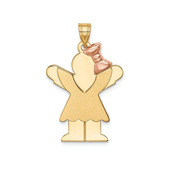 FJC Finejewelers 14k Two-tone Gold Large Girl with Bow On Right Engravable Charm