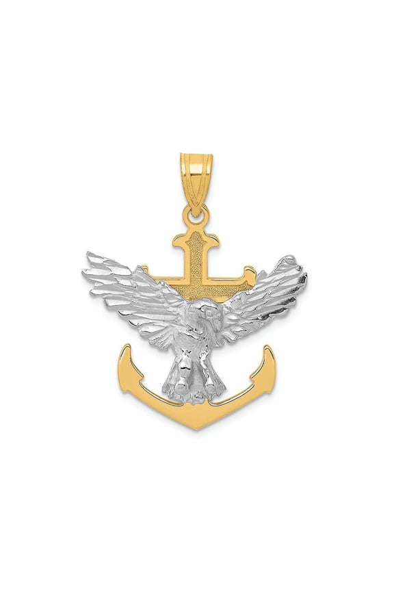 FJC Finejewelers 14k Two-tone Gold Mariners Cross with Eagle Charm