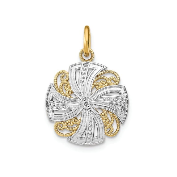 FJC Finejewelers 14k Two-tone Gold Small Pinwheel Medallion Charmtwo-color O-ring