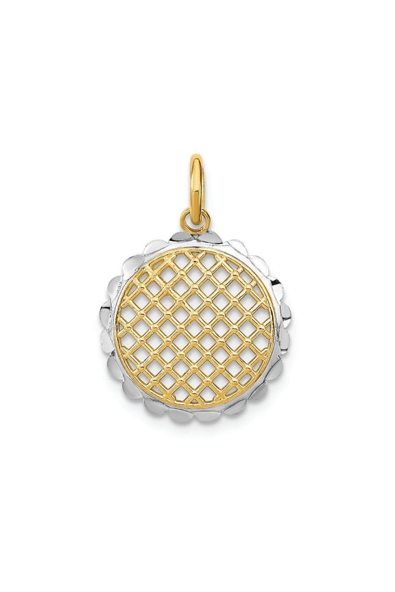 FJC Finejewelers 14k Two-tone Gold Small Sunflower Charm with O-ringcut-out White Bright Cut Edge