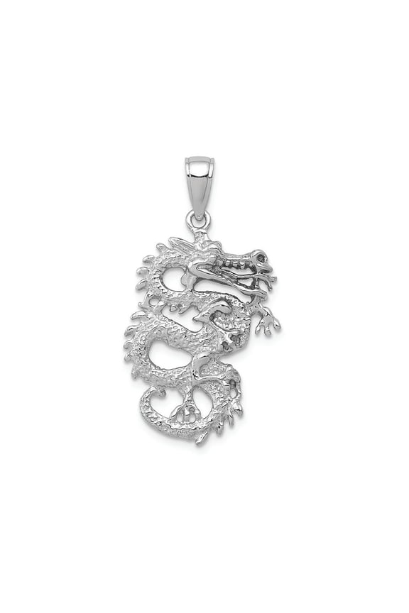 FJC Finejewelers 14k White Gold 3d Dragon Charm (vertical)