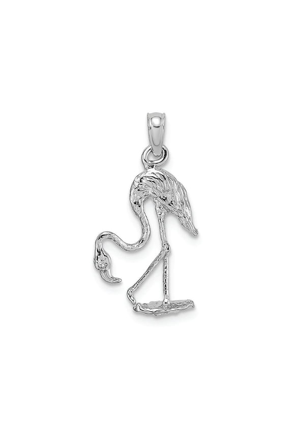 FJC Finejewelers 14k White Gold 3d Flamingo Charm