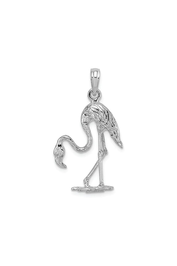 FJC Finejewelers 14k White Gold 3d Flamingo Charm