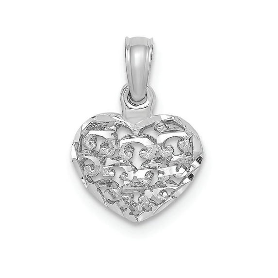 FJC Finejewelers 14k White Gold 3d Mini Bright Cut Puffed Heart Charm