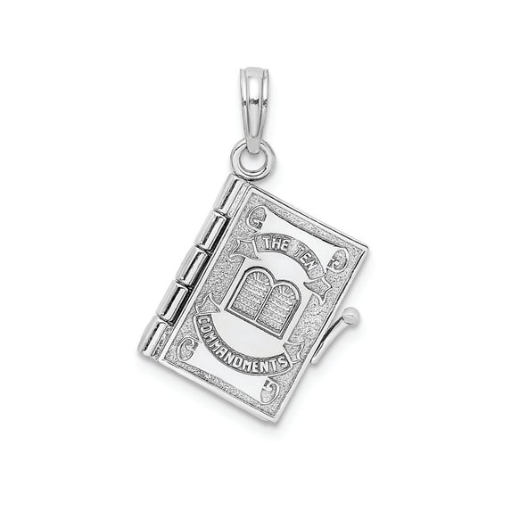 FJC Finejewelers 14k White Gold 3d Ten Commandments Bookmoveable Pages Charm