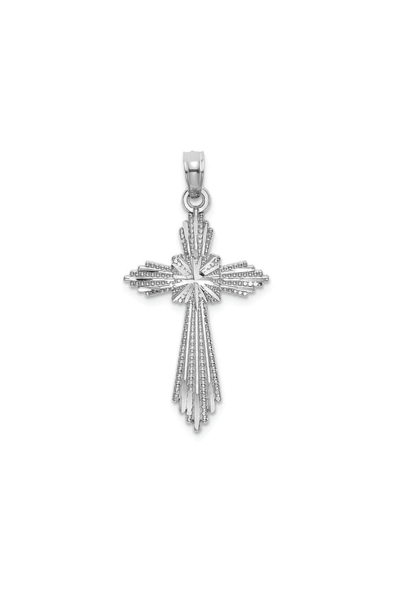 FJC Finejewelers 14k White Gold Fancy Bright Cut Cross with Pointed Ends Charm