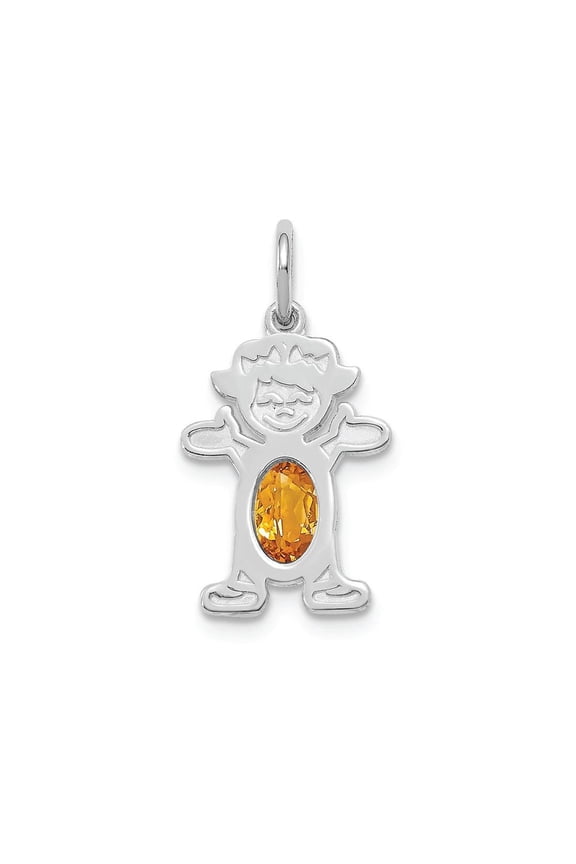 FJC Finejewelers 14k White Gold Girl 6x4 Oval Genuine Citrine November Birthstone Charm
