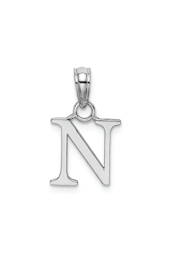FJC Finejewelers 14k White Gold N Block Initial Charm