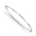 thumbnail image 1 of 14k White Gold Hollow Safety clasp Polished Twisted Hinged Bangle Bracelet 3mm Wide Cuff Bracelet for Women, 1 of 2
