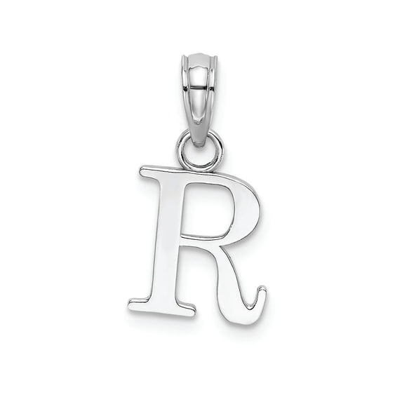 FJC Finejewelers 14k White Gold R Block Initial Charm
