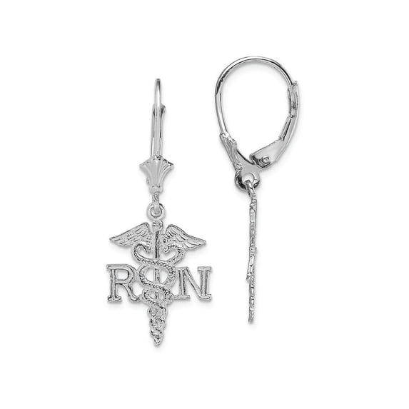 FJC Finejewelers 14k White Gold Rn" Caduceus Leverback Earrings