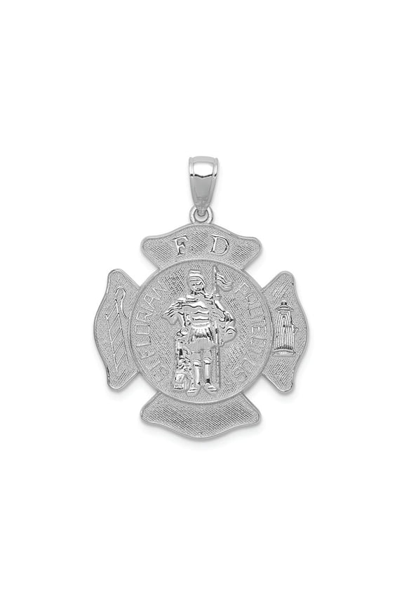 FJC Finejewelers 14k White Gold Saint Florian Protect Usfire Dept.maltese Cross Charm