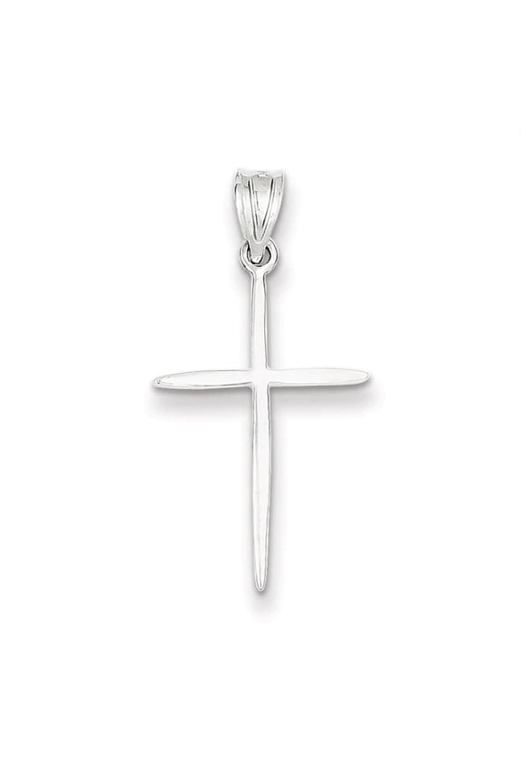 14K White Gold Classic Polished Tapered Ends Passion Cross Pendant