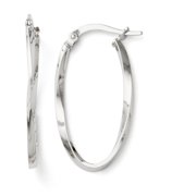 Leslies 14K White Gold Twisted Oval Hoop Earrings