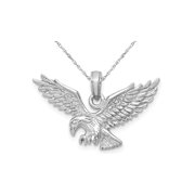 FJC Finejewelers 14k White Gold White 3d Eagle Landing Charm