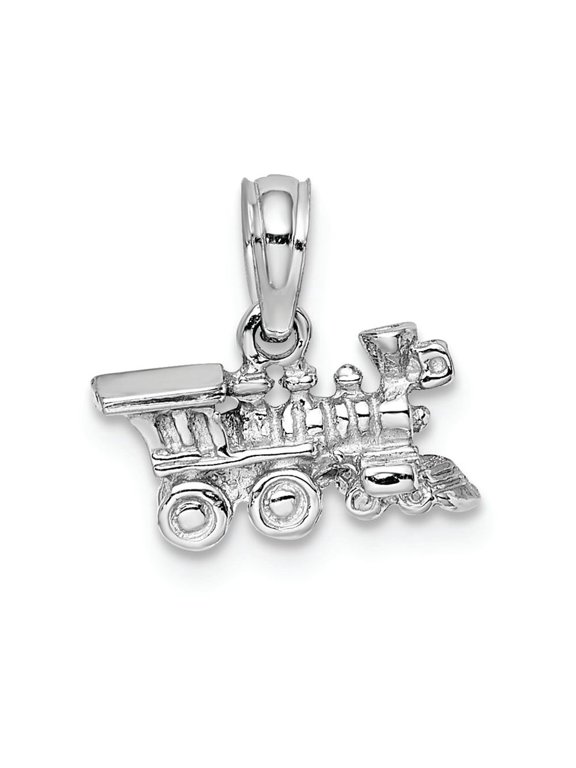 FJC Finejewelers 14k White Gold White 3d Miniature Train Charm