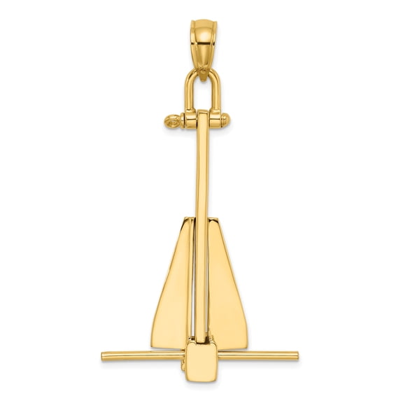 14K Large 3-D Fluke-Style Anchor with Moveable Fins Pendant K7904