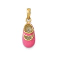 thumbnail image 1 of FJC Finejewelers 14k Yellow Gold 3d Baby Shoe with Pink Enamel (girl Style) Charm, 1 of 5