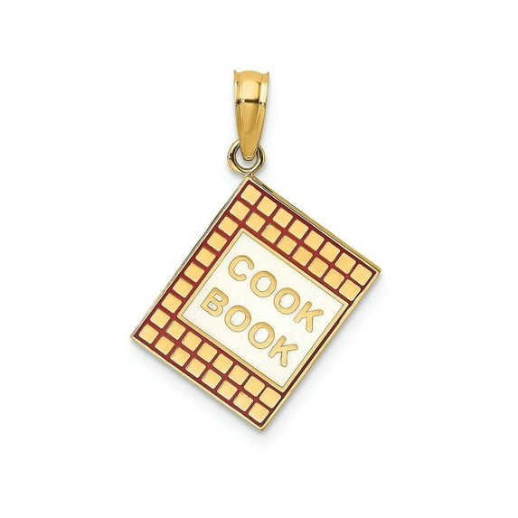 FJC Finejewelers 14k Yellow Gold 3d Cook Book with Red Enamel Charm
