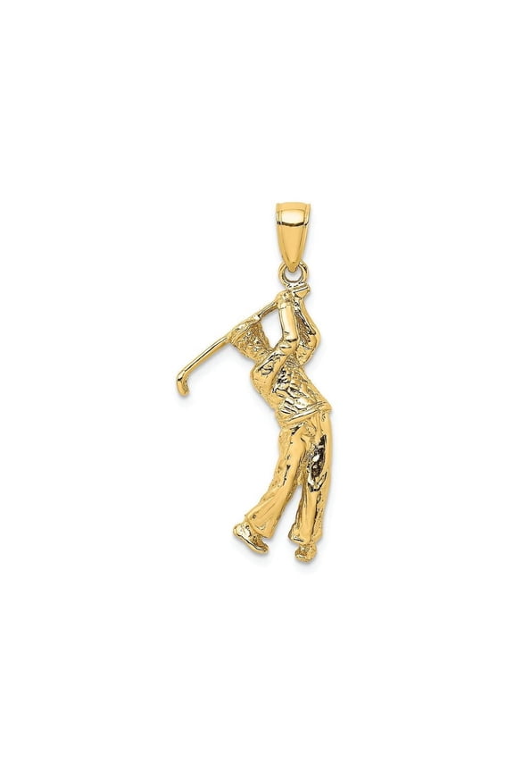 FJC Finejewelers 14k Yellow Gold 3d Golfer In Swing Charm