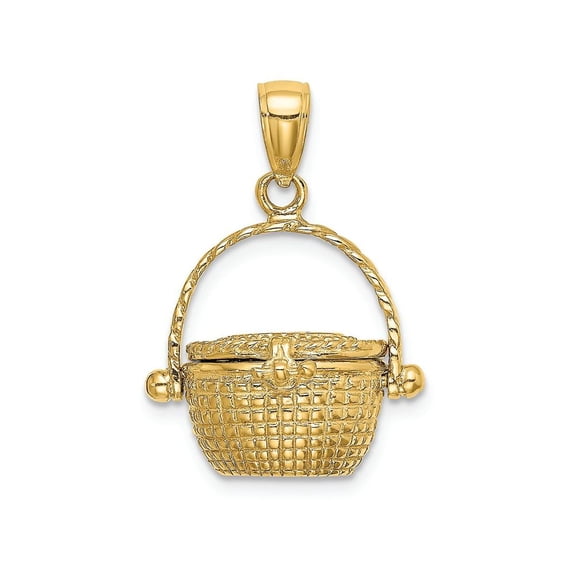 FJC Finejewelers 14k Yellow Gold 3d Nantucket Basket with Engraved Lid Handlemoveable Charm