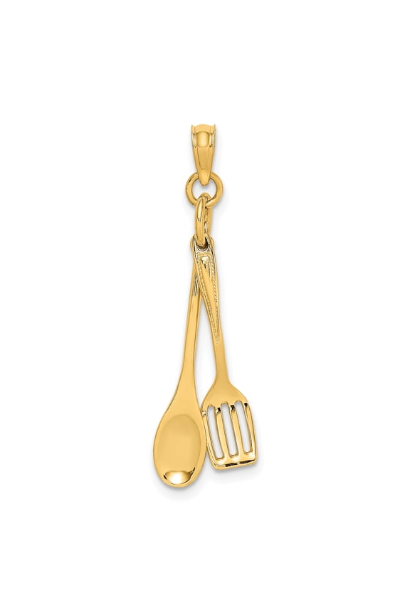 FJC Finejewelers 14k Yellow Gold 3d Wooden Spoon Spatula Collection Moveable Charm