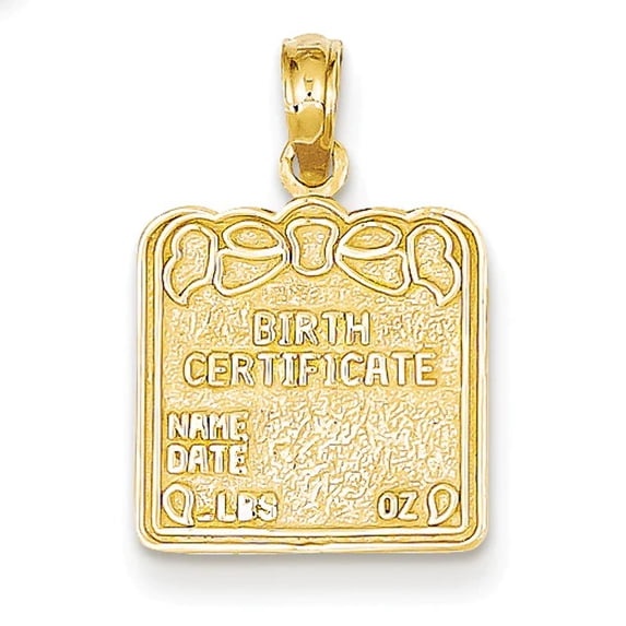 FJC Finejewelers 14k Yellow Gold Birth Certificate Charm