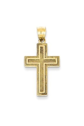 14K Block Cross Charm K8566