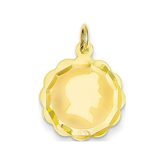 FJC Finejewelers 14k Yellow Gold Boy Head On .013 Gauge Engravable Scalloped Disc Charm 15 x 21mm