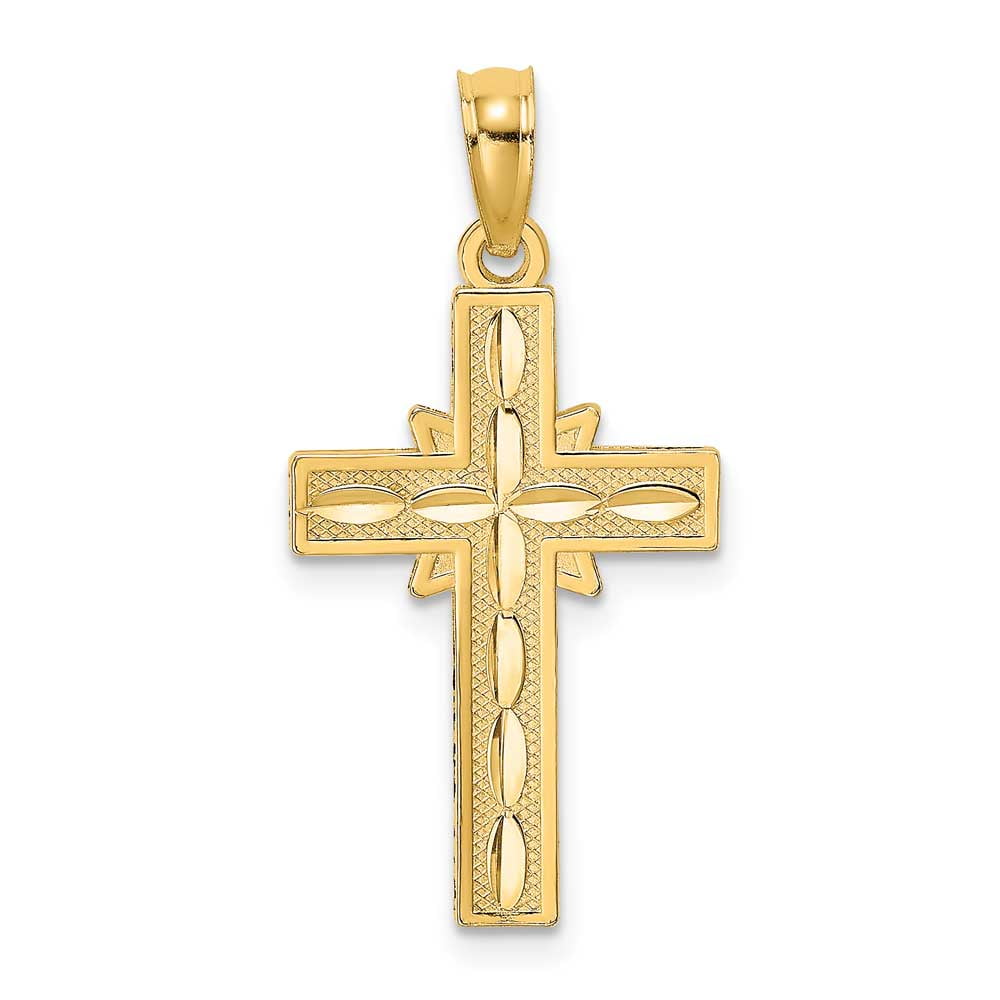 CLOSEOUTS FJC Finejewelers 14k Yellow Gold Bright Cut Etched Cross Starburst Behind Charm