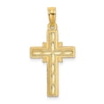 thumbnail image 1 of FJC Finejewelers 14k Yellow Gold Bright Cut Etched Cross Starburst Behind Charm, 1 of 6