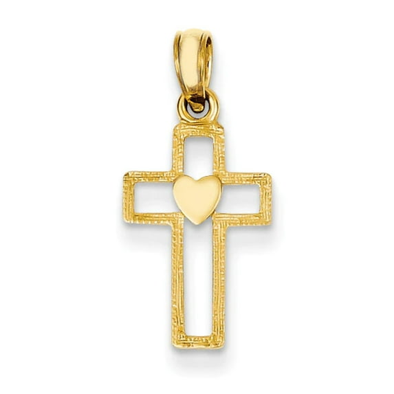 FJC Finejewelers 14k Yellow Gold Cross with Heart Charm