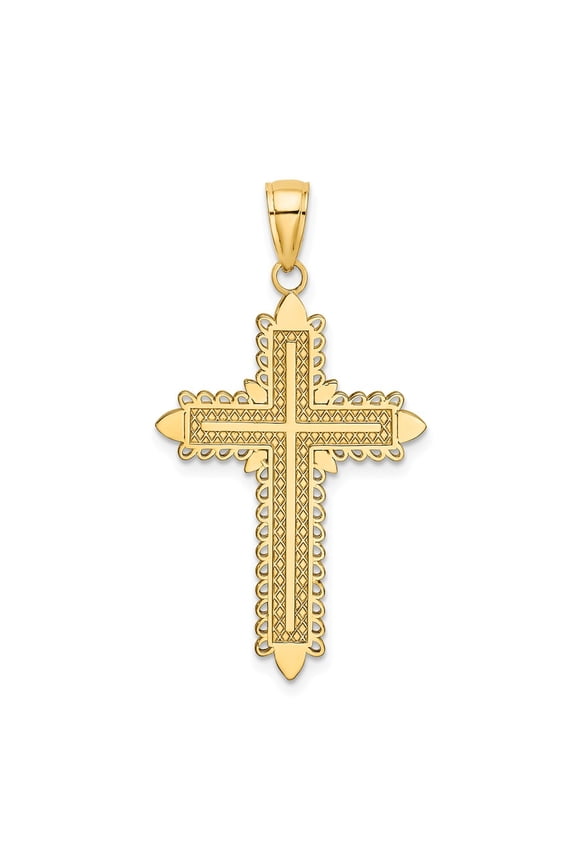 14K Lace Border Cross Charm K8550