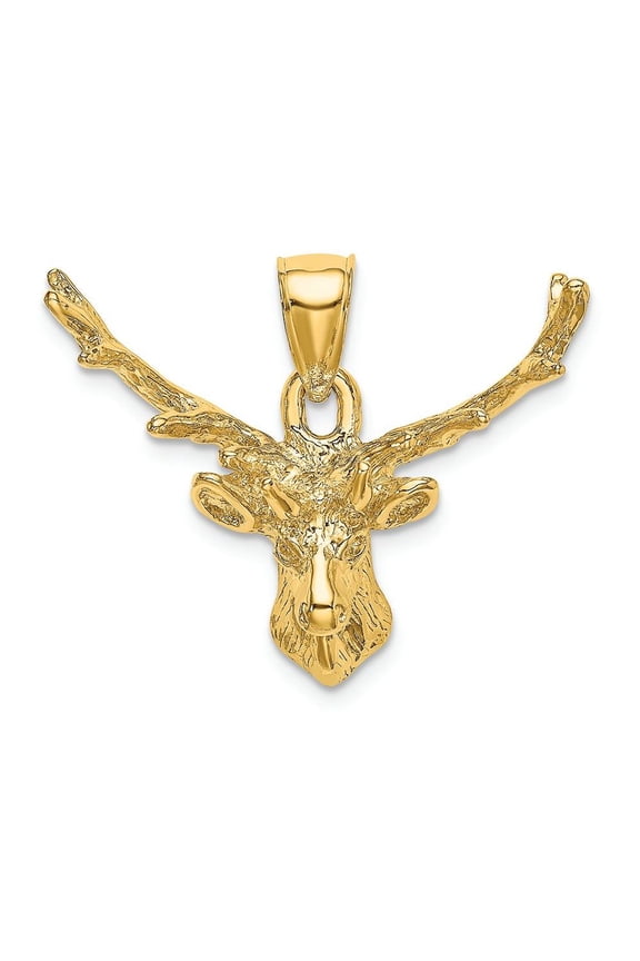 FJC Finejewelers 14k Yellow Gold Deer Head8 Point Buck Charm