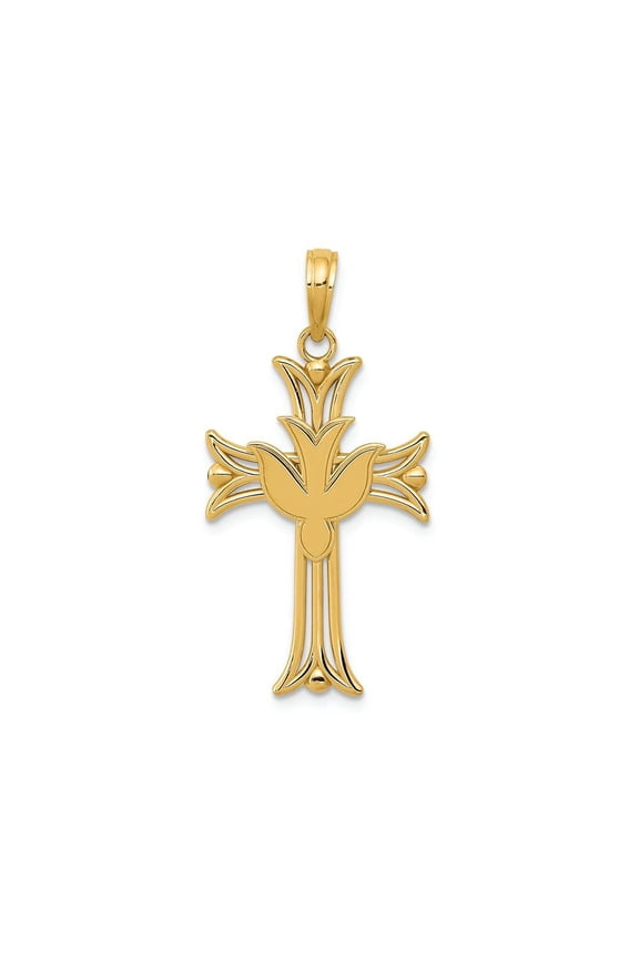 FJC Finejewelers 14k Yellow Gold Dove On Cross Charm