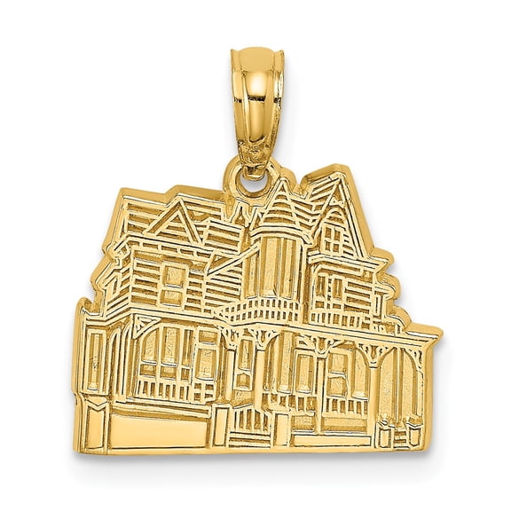 14K Yellow Gold Polished Textured Finish The Dr. HENRY HUNT HOUSE- CAPE MAY, NJ Charm Pendant