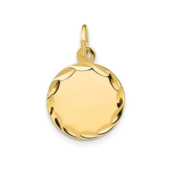 FJC Finejewelers 14k Yellow Gold Etched .018 Gauge Engravable Round Disc Charm 13 x 20mm