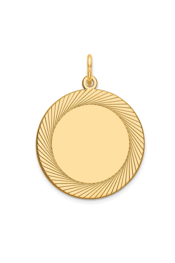 FJC Finejewelers 14k Yellow Gold Etched Design .018 Gauge Circular Engravable Disc Charm