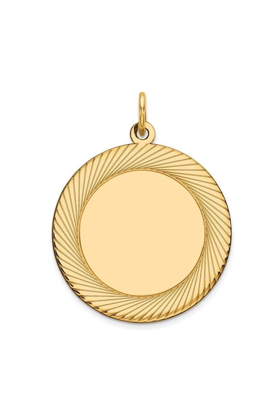 14k Etched Design Edge .027 Gauge Round Engravable 22mm Disc Charm XM144/27