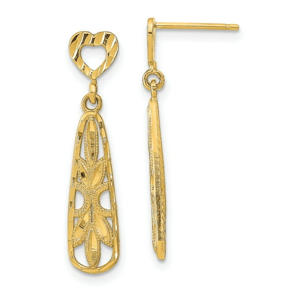 FJC Finejewelers 14k Yellow Gold Heart Post Leaf Teardrop Dangle Earring