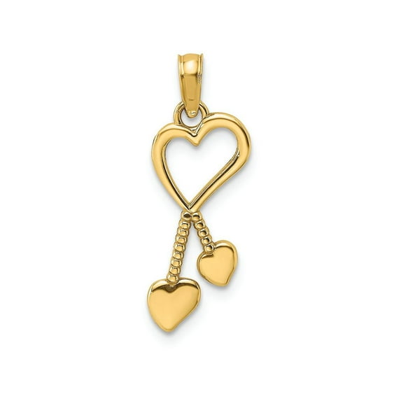 FJC Finejewelers 14k Yellow Gold Heart with Double Heart Beaded Tasstle Charm