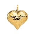 thumbnail image 1 of FJC Finejewelers 14k Yellow Gold Hollow Polished Hammered Large Puffed Heart Charm, 1 of 6