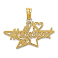 thumbnail image 1 of 14k Yellow Gold Solid Textured Polished I Love Heart Hollywood Star Pendant Necklace 16.3x21.55mm Wide 0.5mm Thick Penda, 1 of 2