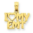 thumbnail image 1 of 14k Yellow Gold Open Back Polished Finish I LOVE MY EMT Charm Pendant, 1 of 3
